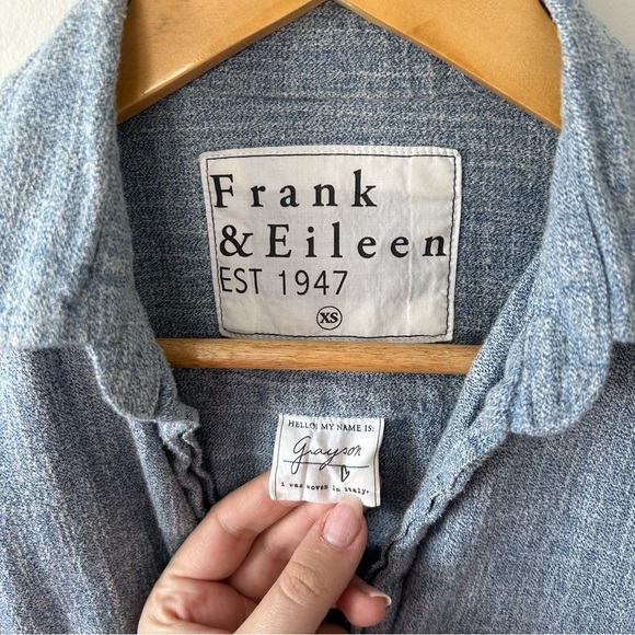 Frank & Eileen Grayson Blue Soft 100% Cotton Button Down Shirt Size XS - Picture 3 of 5